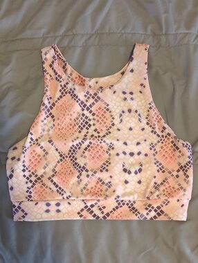 *High Neck Snake Print Sports Bra